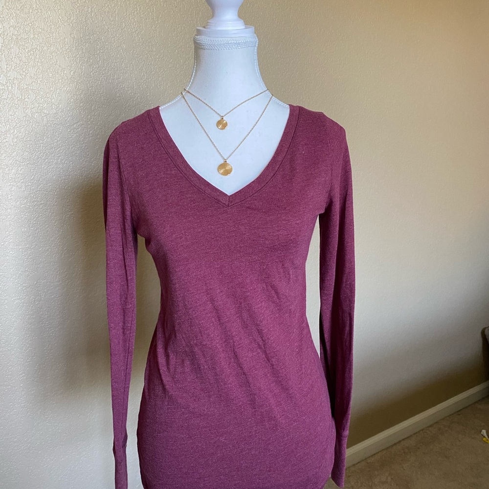 Mossimo Supply Co. Long Sleeve Fitted Tee in Burgundy
